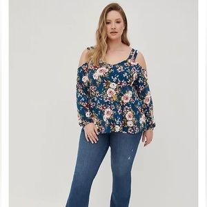 Torrid Crêpe cold shoulder top